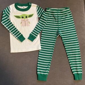 Hanna andersson baby yoda pajamas pjs long johns green 100 4 star wars grogu